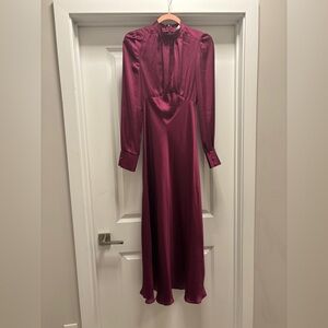 Elegant Long Sleeve Maxi Satin Dress